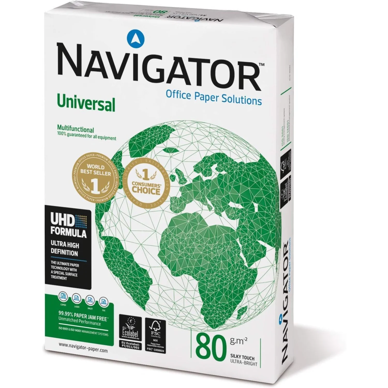 Folios A4 500 hojas Navigator Universal folio - Papel multiusos para impresora y fotocopiadora tanto doméstica como de oficina - papel blanco de 80 gramos