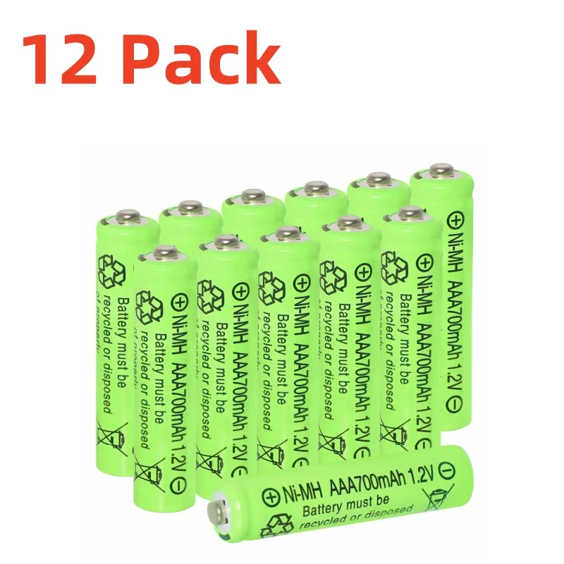 12 Pack Rechargeble 1.2V Ni-MH AAA Batteries Long-Lasting Triple A Size Nimh Battery 700mAh for Solar Lights String Lights