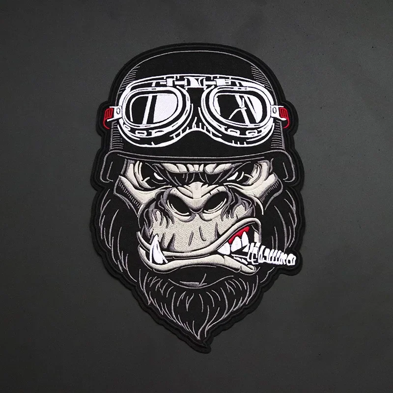 AliExpress UK NiHi Patches Large locomotive Cool Gorilla Size: 28.5x19.3CM Embroidery Patch Clothing Iron Bicycle Sticker Emblem Stripe Sticker