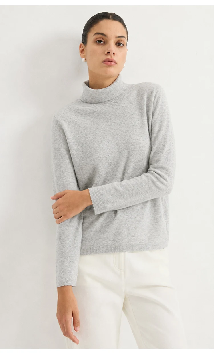 MZ62020 Damen Rollkragenpullover aus Kaschmir-Modal-Mischung, Langarm, Weiche Textur, Oberteil für Herbst und Winter, Ideal für den Alltag und zum Schichten. – Detail 8