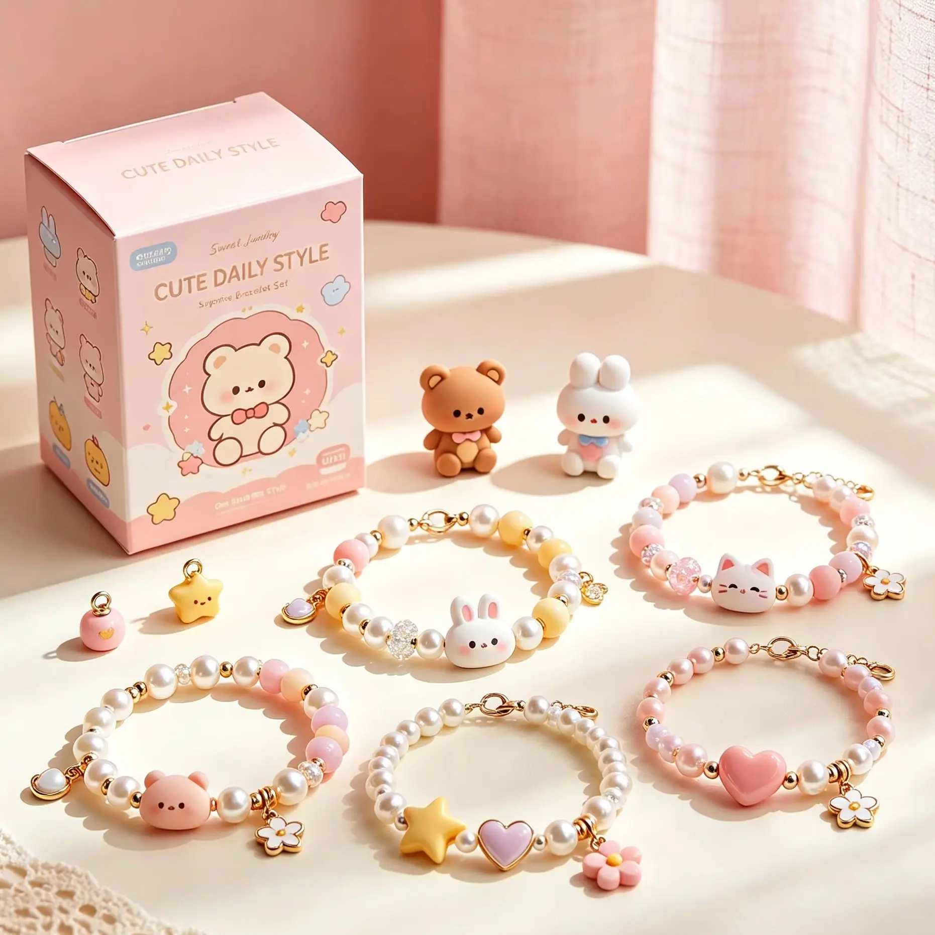 Caja Sorpresa con Pulseras de Personajes de Dibujos Animados, Lindas para Niñas, para Uso Diario