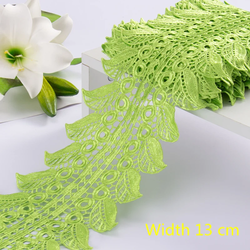 1Yards African Lace Trim For Clothing Accessories DIY Lace Ribbon Embroidered Parches for Wedding Dress Decoration Lace LA1013