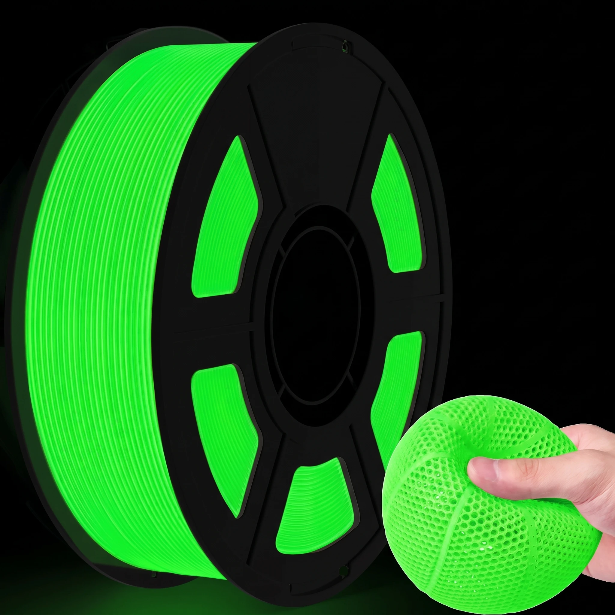 Halloween Glow in The Dark Filament ,TPU Filament 1.75 mm, 3D Printer Filament Bundle,250g green,purple,blue,yellow