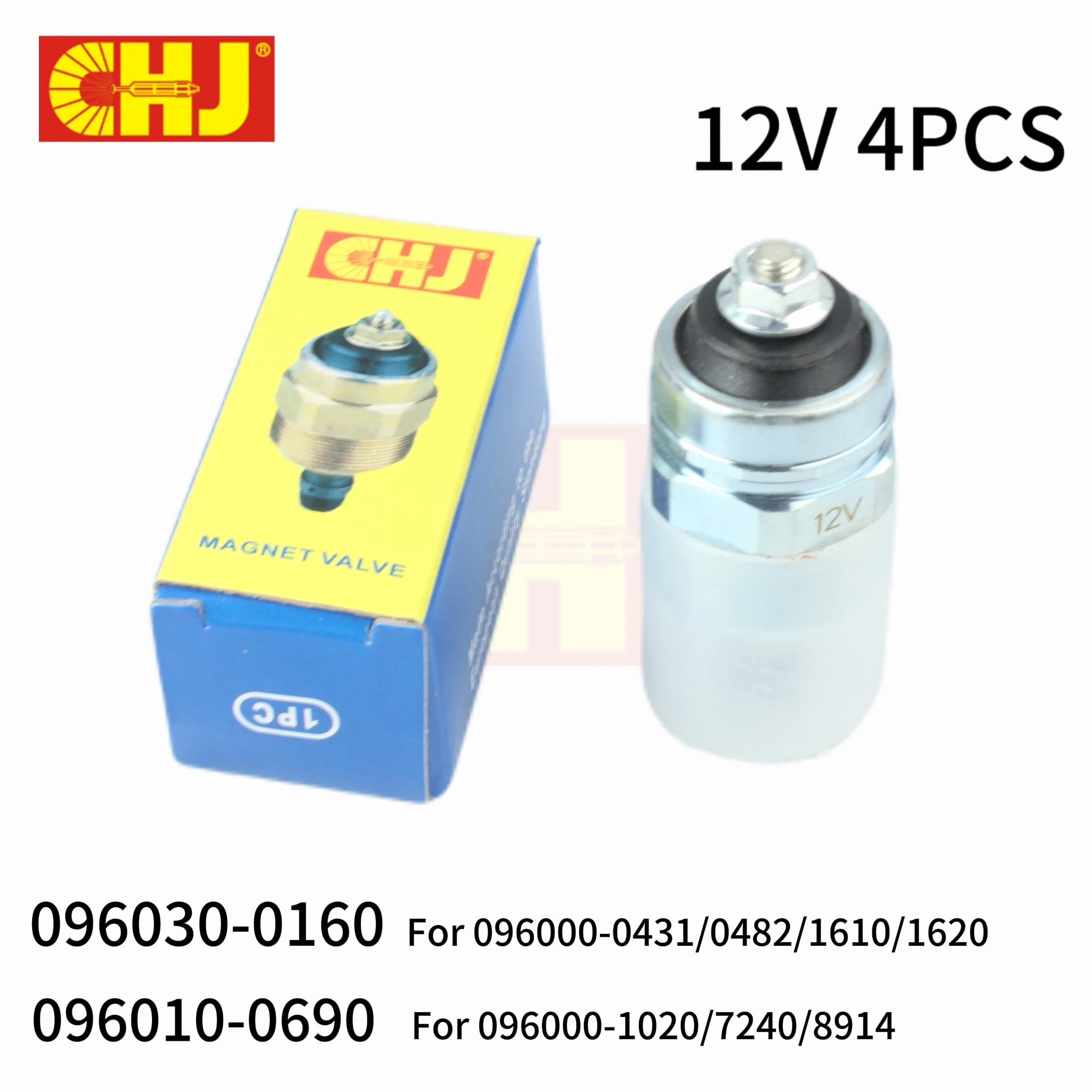 4PCS 096010-0690 096030-0160 12V Fuel Pump Solenoid Valve 0960100690 0960300160 Cut-Off Stop Solenoid