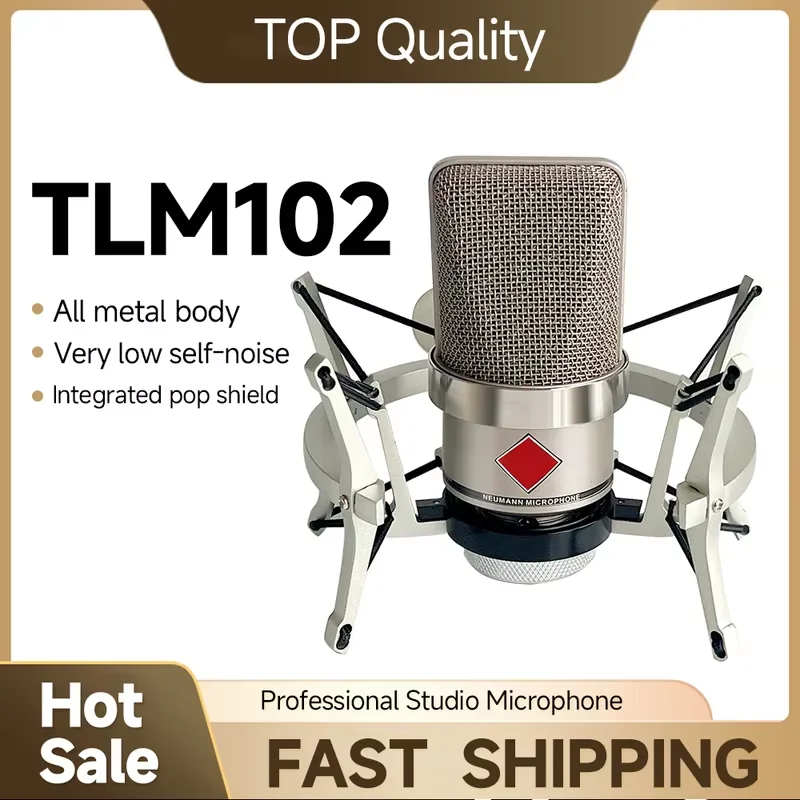 TLM 102 Professional Studio Recording Condenser Microphone Noise Cancelling Wired Metal TLM102 for Podcast Live Streaming