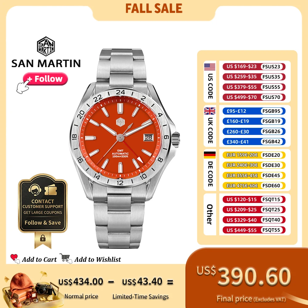 San Martin 39mm GMT Luxury Men Watch Aventurine Gemstone Dial NH34 Stainless Steel Automatic Mechanical Wristwatch 100m SN0129
