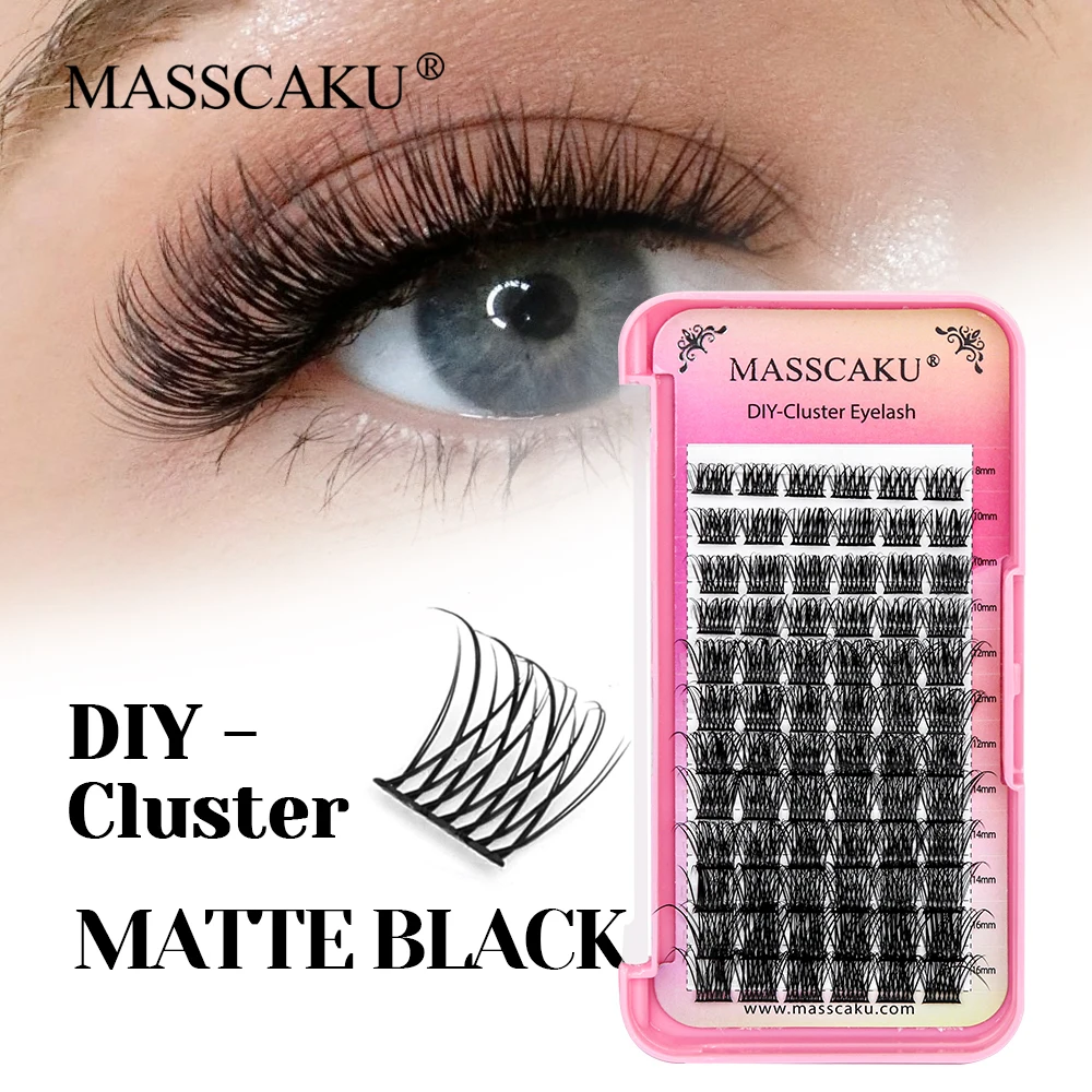 

MASSCAKU Wholesale 0.07mm Thickness Long-lasting DIY Clusters Lash Ribbon Synthetic Mink Segmented Hybrid Eyelash Easy to Grip