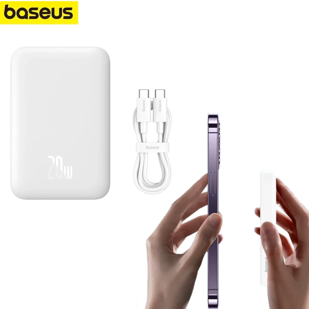 Baseus 20W Power Bank Wireless Charger Mini 6000mAh Magnetic Power Bank Compatible-MagSafe Battery for iPhone 16/15/14/13/12