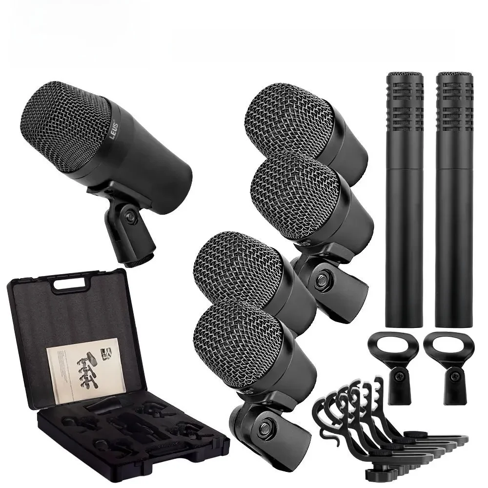 Leus Co2 7-delige Topkwaliteit Bedrade Dynamische Drummicrofoon Kick Bass,Instrument Tom/Snare & Bekkens Microfoonsets Met Boxgebruik - afbeelding 2