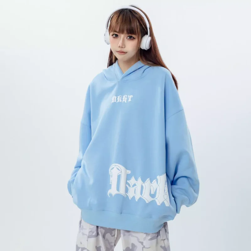 

Pure Cotton Hooded Sweatshirt for Women Autumn and Winter Letter Print Street Oversized Coat Hip Hop Tops