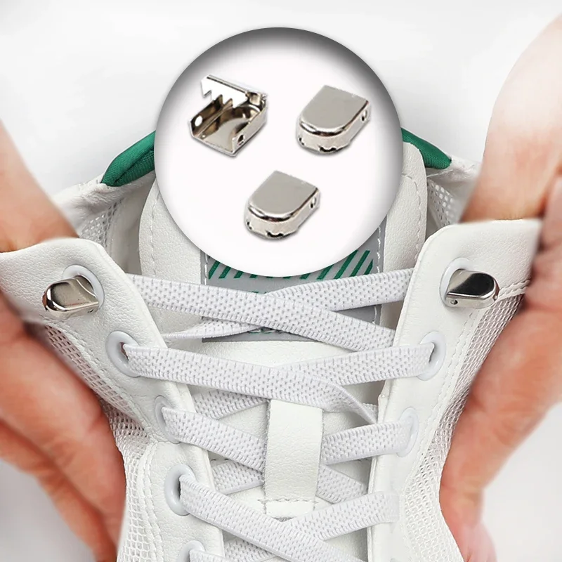 1 paire de lacets sans cravate boucles métalliques élastiques pour baskets taille unique pour tous les enfants adultes lacets rapides paresseux Sport chaussures en caoutchouc
