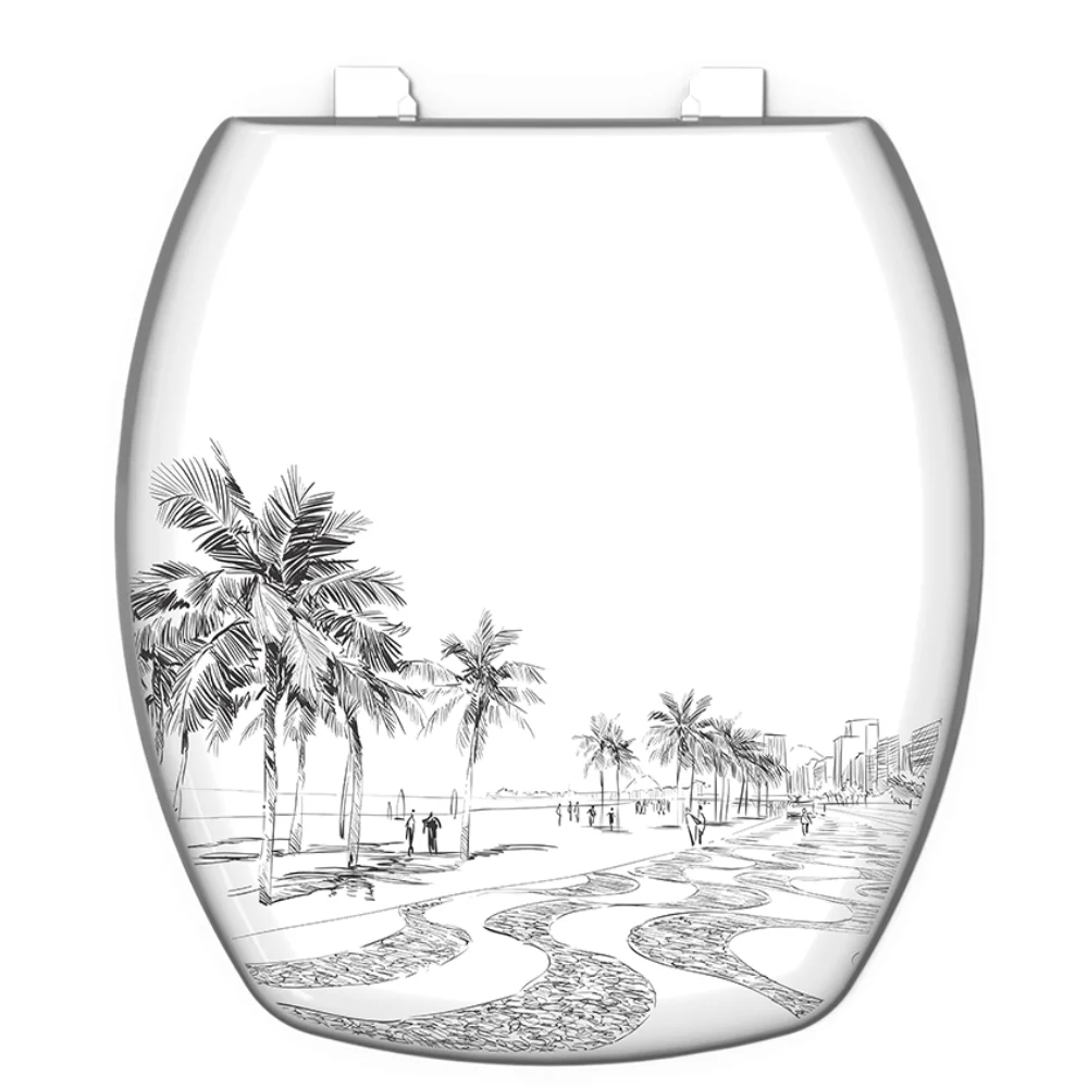 Sanitary Lid Bathroom Padded Thema Decorated Copacabana Dimension 460,0X395,0x50,0mm Durín