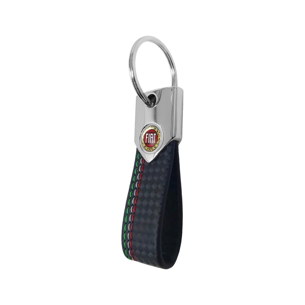 Fiat keychain official, black tricolor Carbon Red