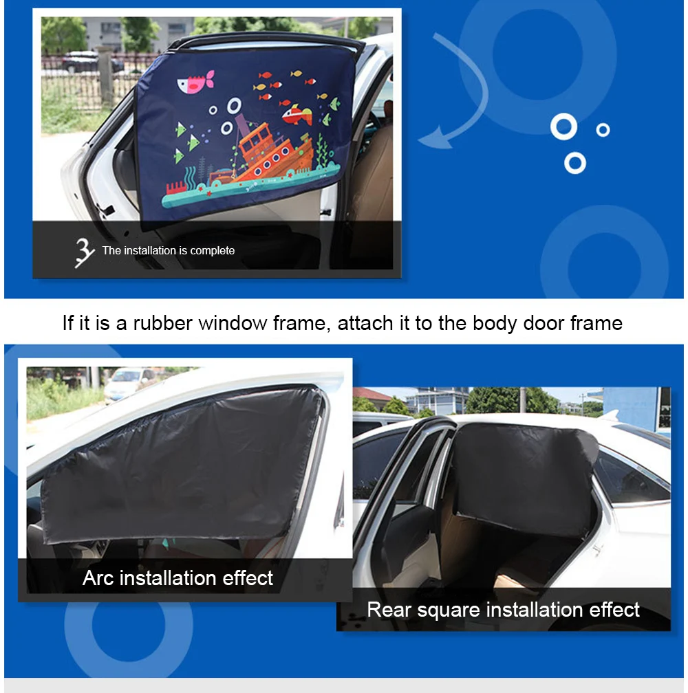 Magnetischer Vorhang im Auto Fenster Sonnenschutz Abdeckung Cartoon Universal Seitenfenster Sonnenschutz UV-Schutz für Kinder Baby Kinder – Detail 11