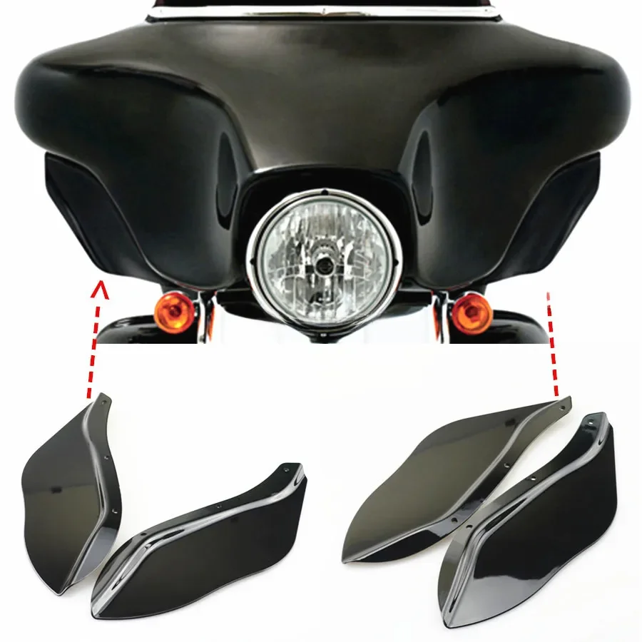 Motocykl czarne plastikowe boczne skrzydło deflektor powietrza na przednią szybę dla Harley Davidson Touring FLHR FLHT FLHX 1996-2013 — zdjęcie 2