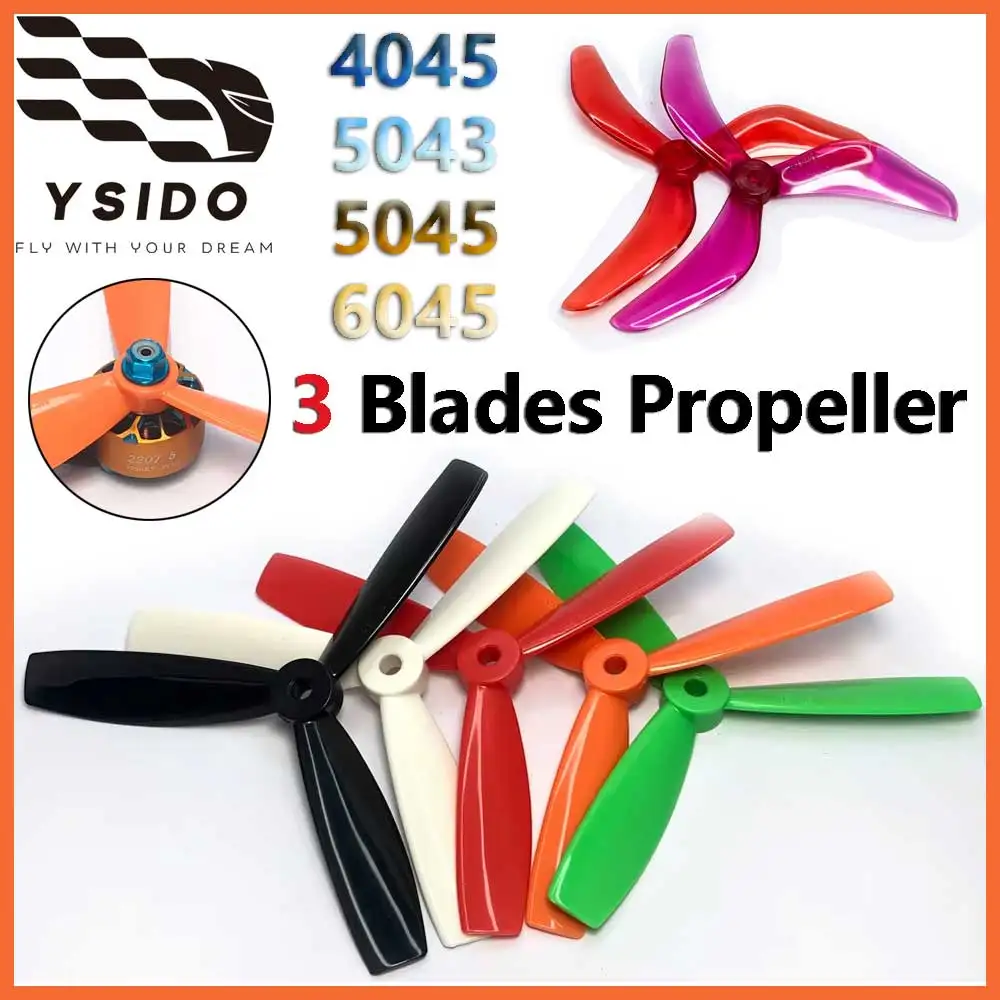 1 Par de Hélices de 3 Aspas 4045/5043/5045/6045 CW CCW de Plástico para Motor sin Escobillas 2205 2207 2810, Dron RC FPV, Quadcopter