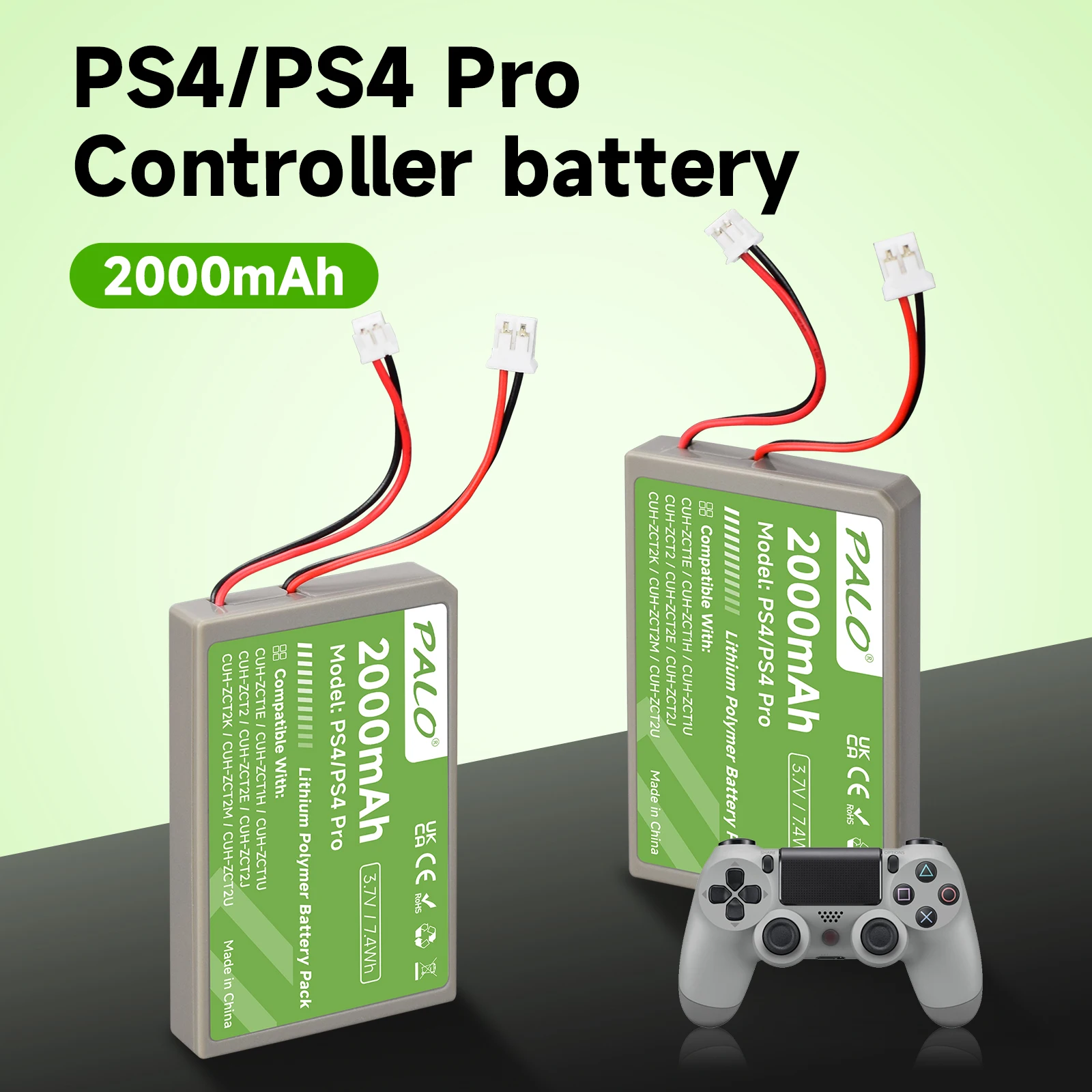 

2000mAh For SONY PS4 PS4 Pro slim Battery Gamepad Wireless controller CUH-ZCT1E CUH-ZCT1U CUH-ZCT2 or CUH-ZCT2U Replace battery