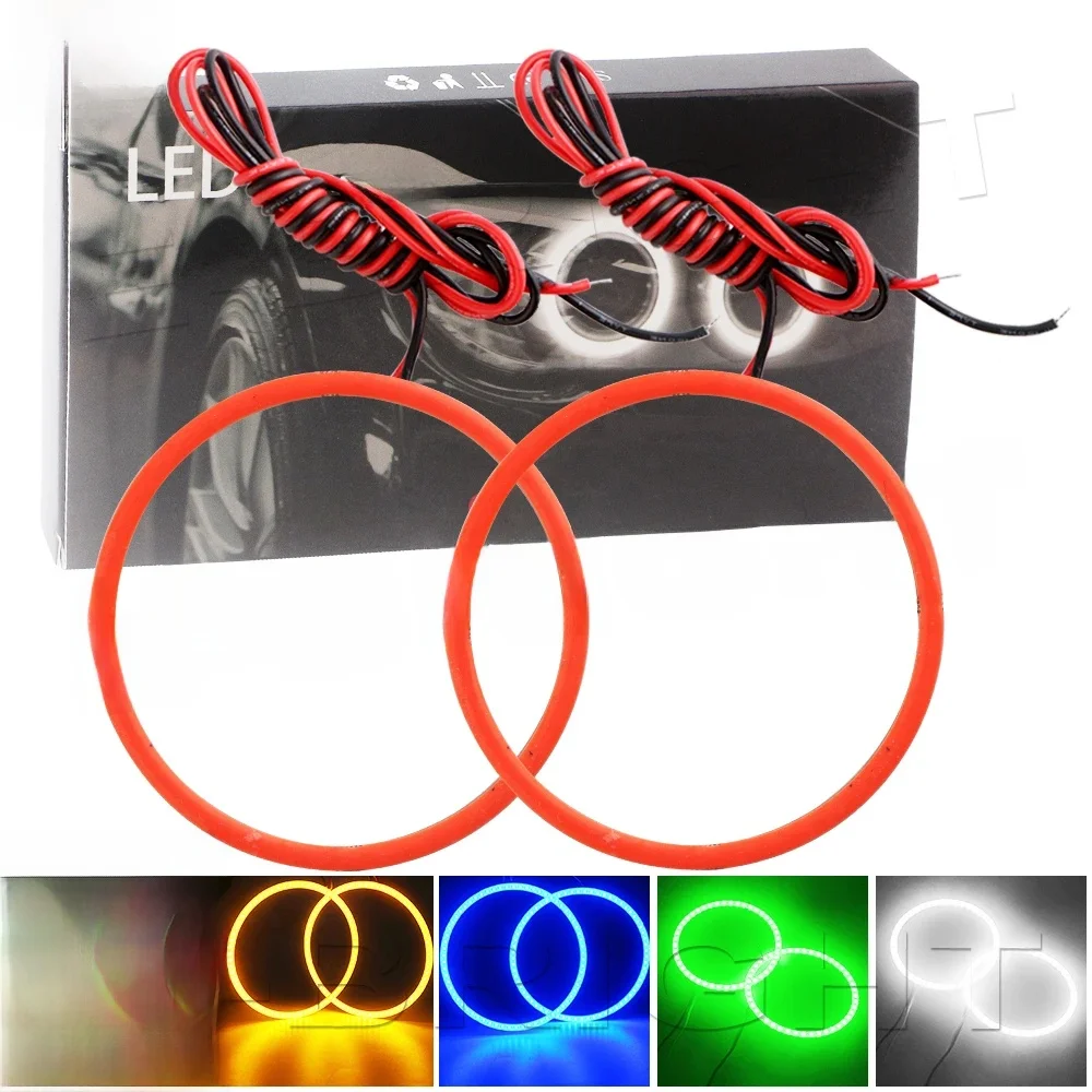 2 SZT. 12V COB LED Samochodowe Pierścienie Halo LED Angel Eyes Światła Przeciwmgielne Reflektory Samochodowe 60mm 70mm 80mm 90mm 100mm 110mm 120mm Białe Czerwone Zielone Niebieskie Bursztynowe — zdjęcie 2