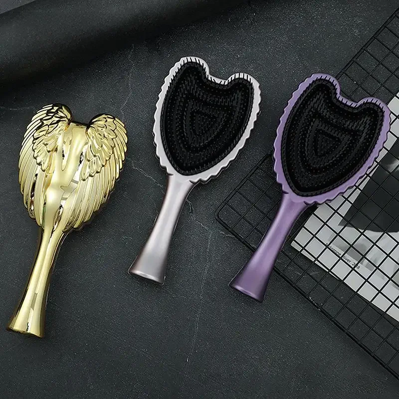 Brosses à cheveux avec poils souples, conception d'aile d'ange, longues poignées, angle, angle, degré d'eau, optique