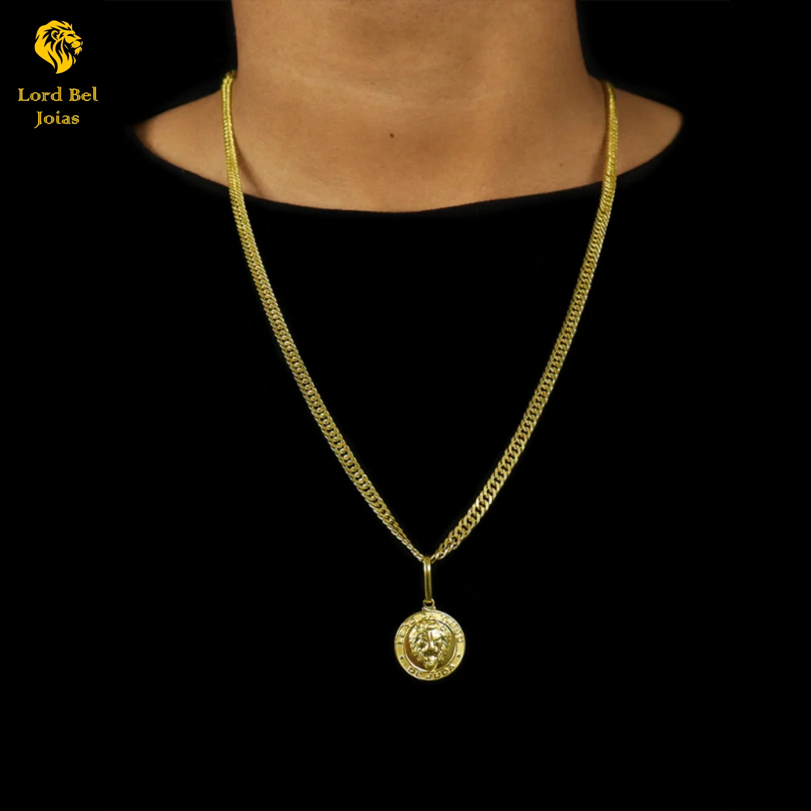 Grumet Chain Kit 4mm + Lion Pendant with Eternal Warranty in Color! Nordic Gold Shine Identical to 18K Gold | Lord Bel Jewelry