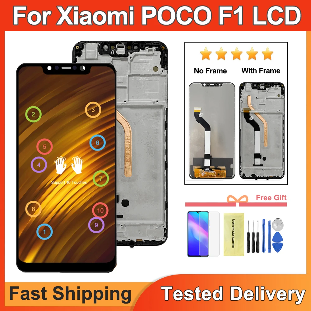 Ensemble écran tactile LCD de remplacement, 6.18 pouces, avec châssis, pour Xiaomi Pocophone F1, original, qualité AAA