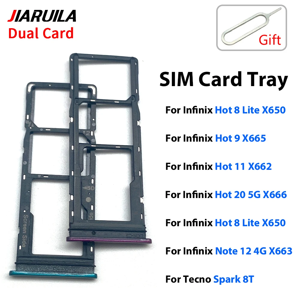 SIM Card Tray Slot Holder Adapter Accessories For Infinix Hot 8 Lite X650/Hot 9 X665/Spark 8T Hot 11 X662/Hot 20 5G X666