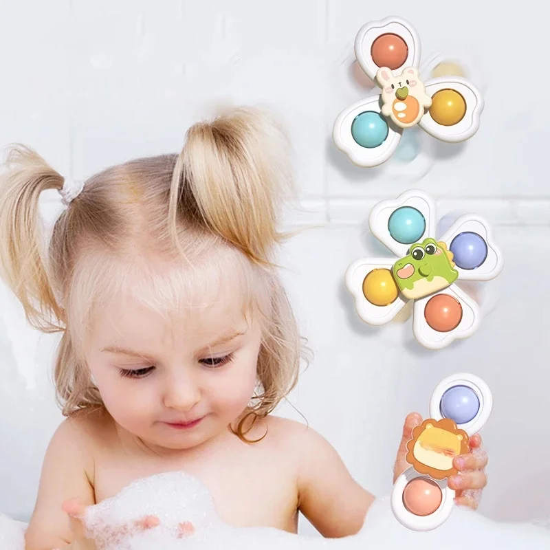 3 in 1 Zuignappen Tol Speelgoed Voor Baby Game Baby Bijtring Relief Stress Educatief Roterende Rammelaar Badspeelgoed voor Kinderen - afbeelding 2
