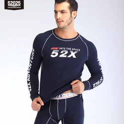 52025 Men Thermal Underwear Warm Cotton Thermal Underwear Set Winter Fleece Long Johns Fashionable Men Thermal Underwear