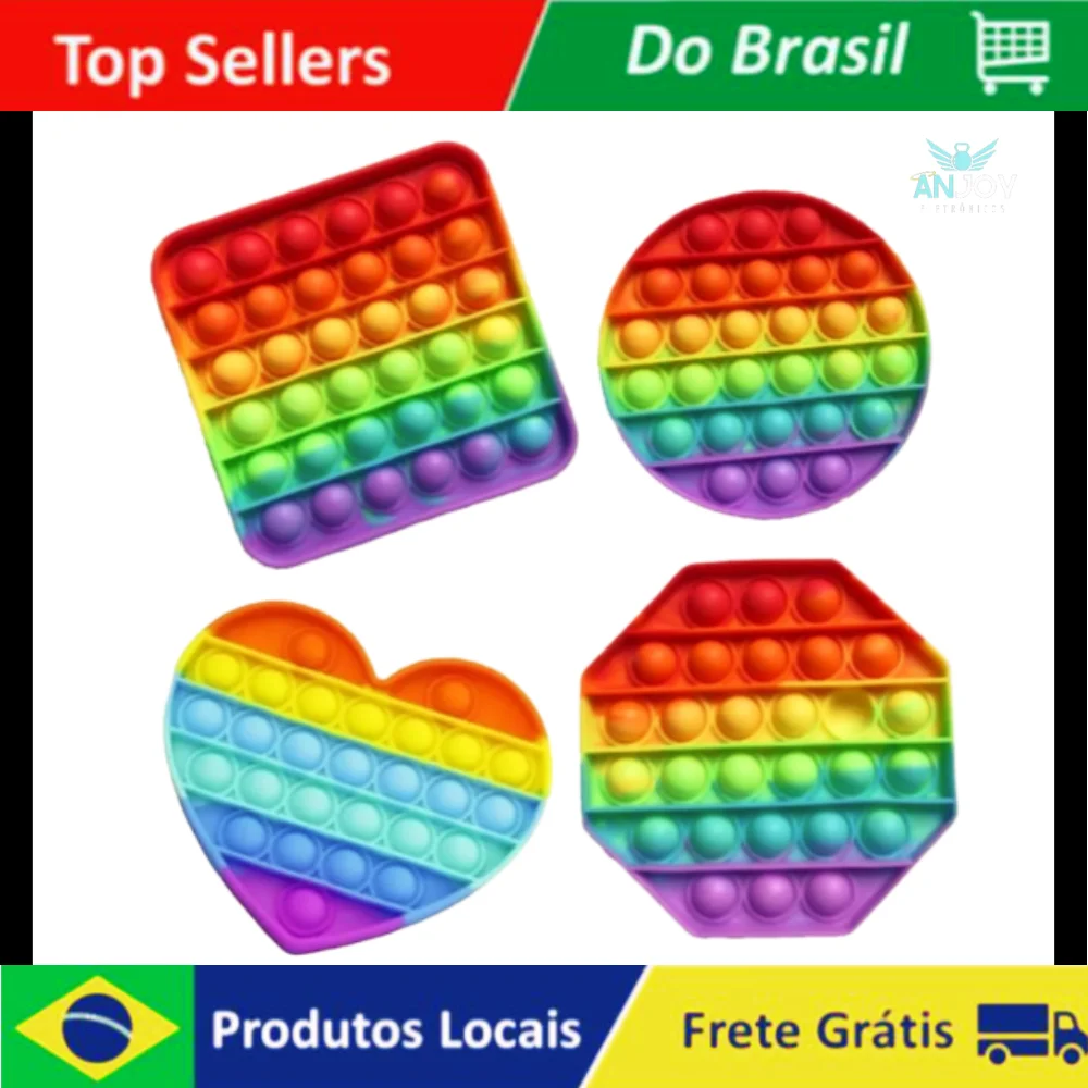 Pop It Base Silicone Sortido Brinquedo Criança Anti Stress Distração Diversão