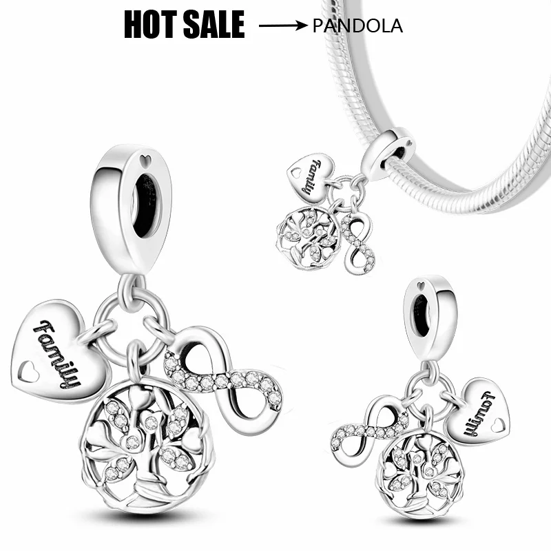 925Silver Eternal Symbol Life Tree Pendant Charm Bead Suitable for P Andora Original Ladies DIY Bracelet Exquisite Jewelry Gifts