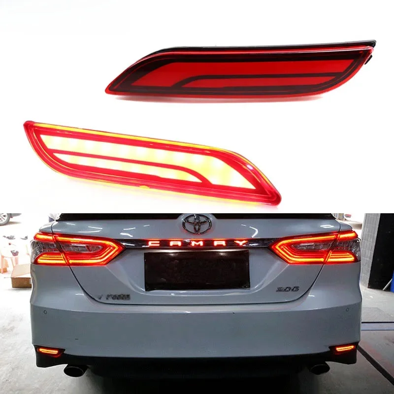 Optyczne światła odblaskowe LED iJDM 3D do Toyoty Camry z 2018 roku, działające jako tylne światła przeciwmgielne i kierunkowskazy — zdjęcie 2