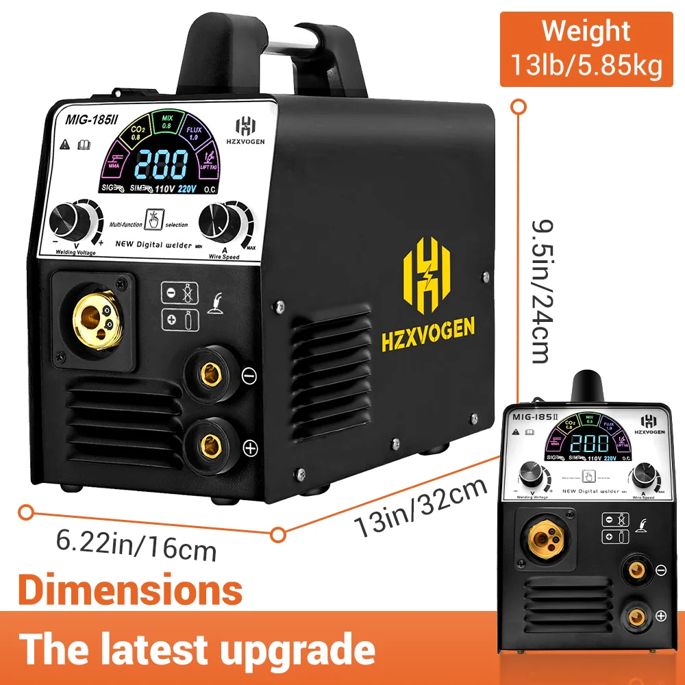 HZXVOGEN 5 in 1 Semi-automatic Welding Machine Gas Mix-gas Non-Gas MIG/TIG/ARC/MMA IGBT Inverter Mig Welders MIG185II 110V/220V