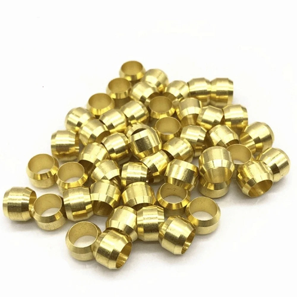 Manchon d'anneau en laiton de 3 4 5 6 8 10mm, 10 pièces, pour Union de Tube de Compression, pompe lubrifiante, anneau d'huile, collier de serrage de tuyau d'huile