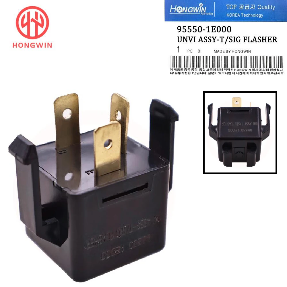 3 Pins New Auto Car Electronic Turn Signal Flasher Relay OEM 95550-1E000 955501E000 Compatible With 95550-1Y500 For Hyundai Kia