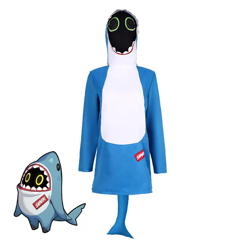 

2025 New Arrival Unisex Game Zero Blue Sharkboo Adult Fancy Dress Up Halloween Cosplay Ice Bang Boo Hoodie Shark Costume