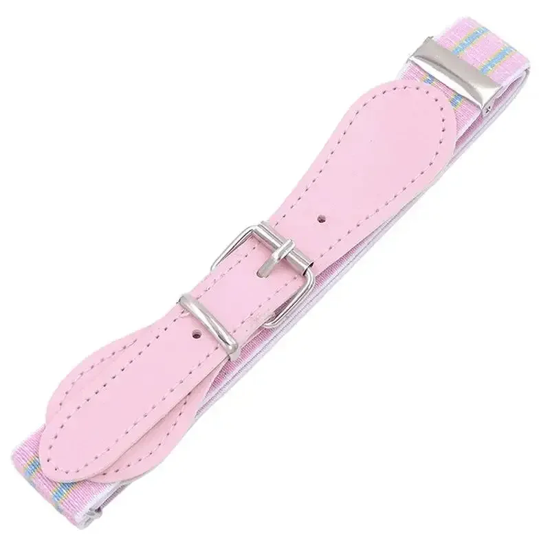 Ceinture élastique en cuir pour enfants, couleur unie, pour filles/garçons, boucle ardillon en métal, haute qualité, sangle blanche/noire