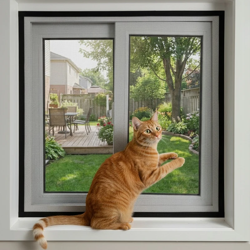 Black Window Screen Kit, DIY Cut-to-Fit Mesh with Self-Adhesive Hook & Loop, Breathable Fine Net for Mosquito Insect Protection