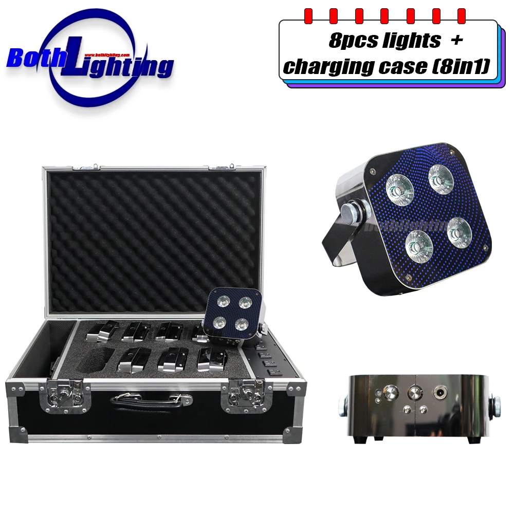 bothlighting pecas com case rf4 4x12w sem fio dmx led uplighting bateria alimentado akku mini local casamento djs com controle remoto rf 01