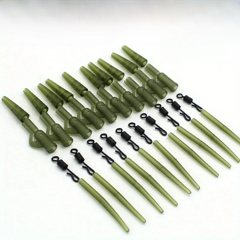 Accessoires de pêche à la carpe, Clip en plomb, changement rapide, queue pivotante, manchons Anti-emmêlement en caoutchouc pour plates-formes de carpe, matériel de pêche, 40 pièces/lot