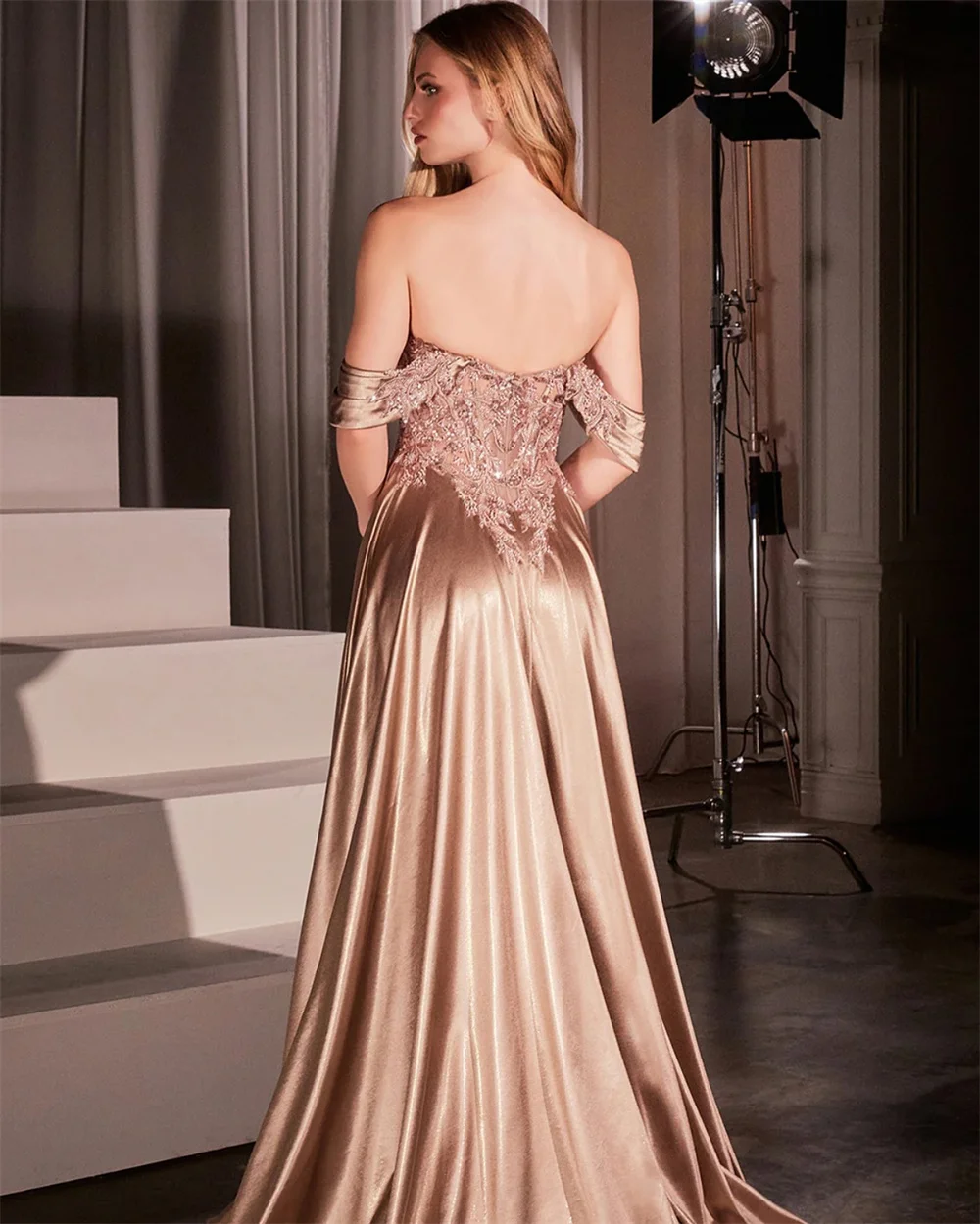 Kobe Customized Off the Shoulder Crystal Floral Pin A-line Prom Dresses Floor-length Elegant فساتين سهرات Simple Party Dresses