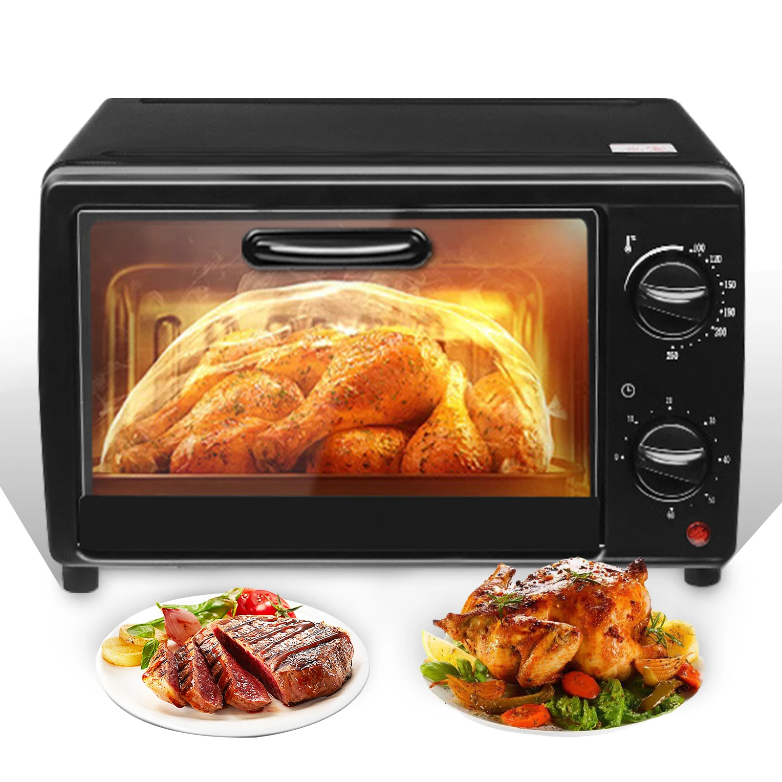 Horno negro multifuncional, freidora de aire eléctrica de 13L, tostadora sin piano, horno de doble capa para tostadas, pastelería asada