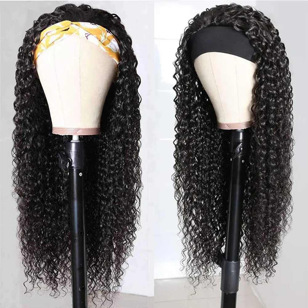 Curly Headband Wigs Human Hair Glueless Wig Human Hair Ready to Wear Deep Curly Remy Human Hair Wigs Headband Wig Human Hair