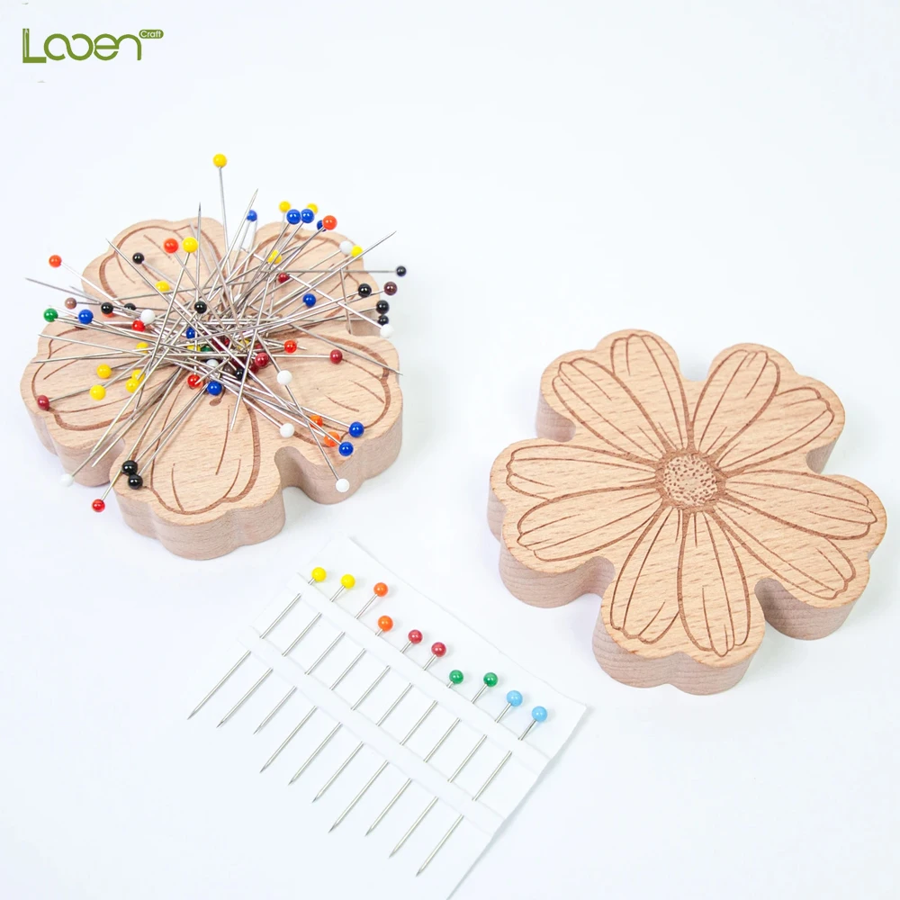 

10 pieces/set: Beech Wood Magnetic Needle Holder (7.5cm) + Diamond Positioning Pearl Pins (5.5cm)