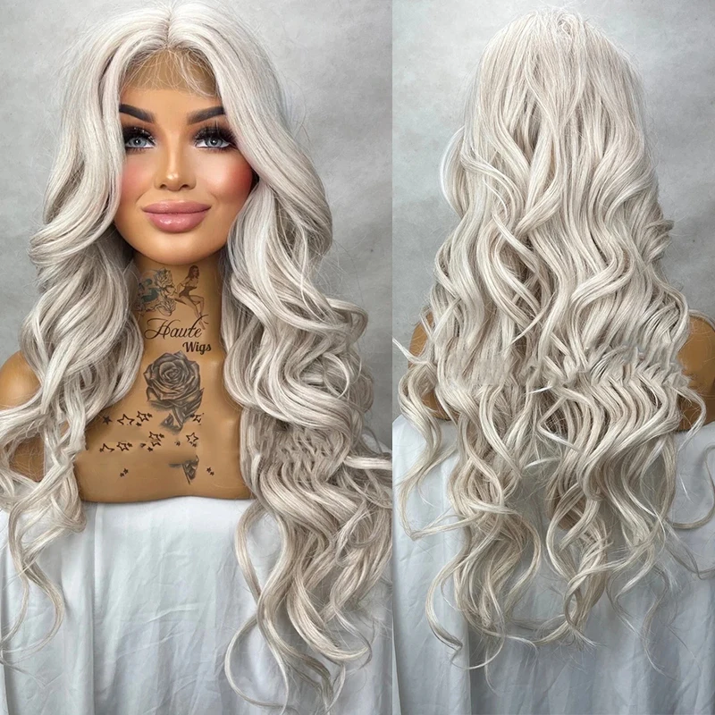 wavy-28-inch-platinum-white-silver-ash-blonde-wig-center-parting-womens-hd-lace-front-realistic-human-hair-blend-ladies-gift