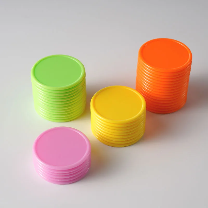 Plastic Poker Chips, Bingo Markers, Tokens, Family Club, Jogos de tabuleiro, Brinquedos, Creative Gift, Família, 12 cores, 37mm, 100 peças