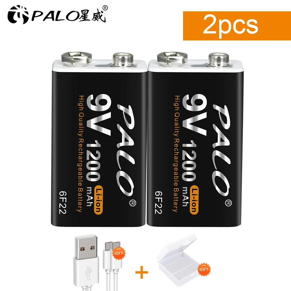 PALO 1200mAh 9 V akumulator 6F22 9 V litowo Micro USB 9 V baterie do multimetru mikrofon zabawka pilot KTV