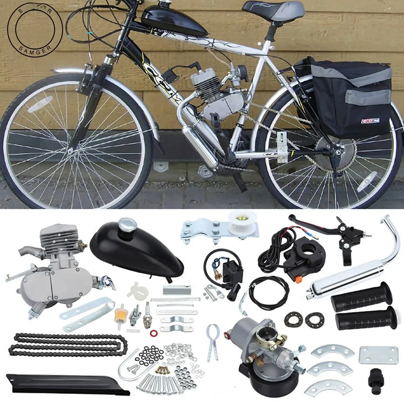 AliExpress Samger 80cc Bicycle Engine Kit Pocket Bike Complete Engine Set Motor Bicicleta 2 Stroke Gas Engine Kit For DIY Electric Bicycle
