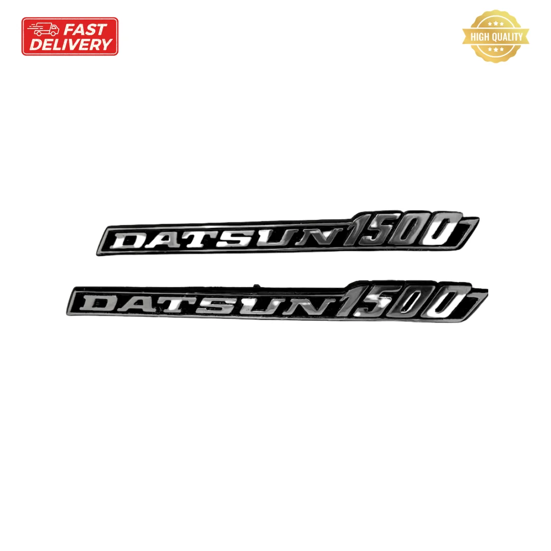 

Datsun 1500 620 Fender Badge Pair – Metal Die-Cast Emblems, 2 Piece Set, Vintage Truck Accessory