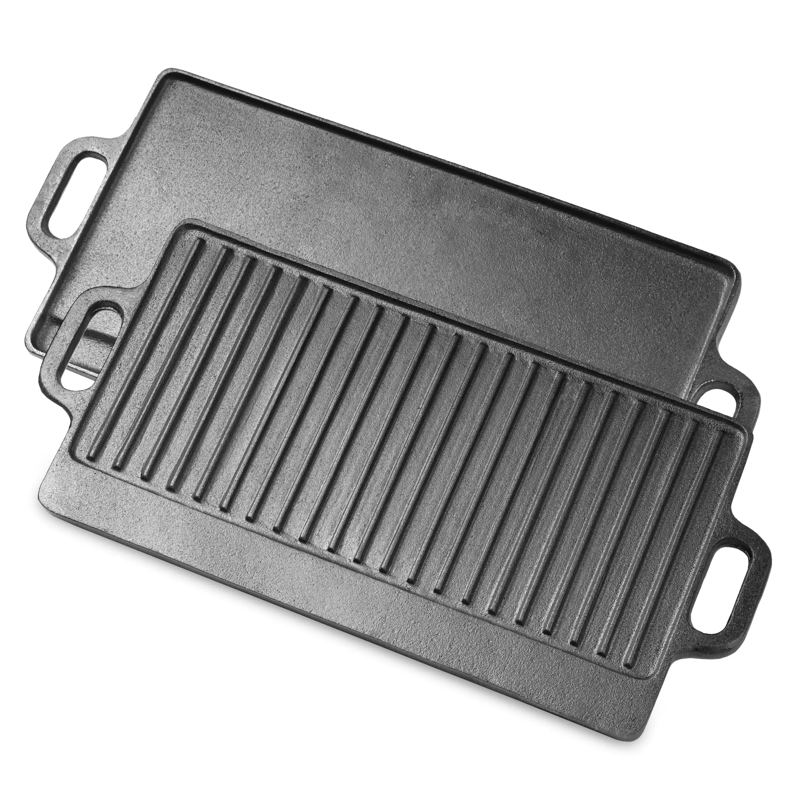 Durable Cast Iron Grill Pan Pre-seasoned Double Handle Reversible Grill Griddle Pan for BBQ Stove Cooking Must Have 2026