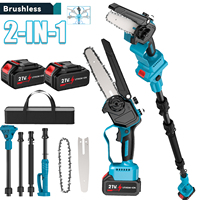 2 IN 1 Brushless Cordless Telescoping Pole Electric Chainsaw High Branch Saw Garden Pruning Power Tool For Makita 21V Battery
